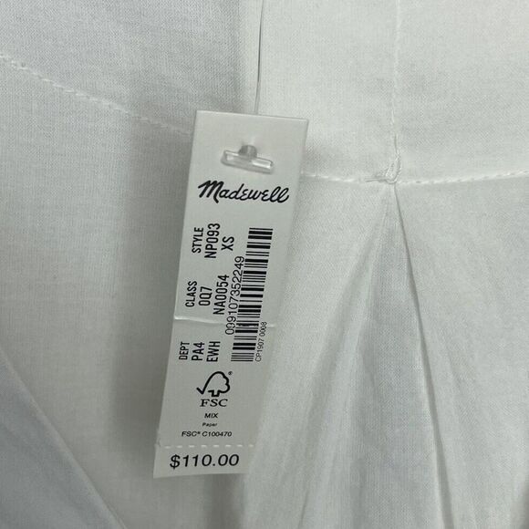 MADEWELL Mini Shirtdress Women XS White V-Neck NEW Shift Dress Pockets NP093 - Picture 14 of 16